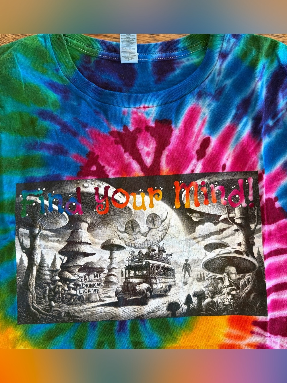 Find Your Mind Alice & Wonderland Burning Man Tie-Dye Short Sleeve Graphic Tee